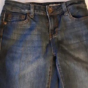 DKNY Dark Acid Washed Mid Rise Straight Leg Jeans